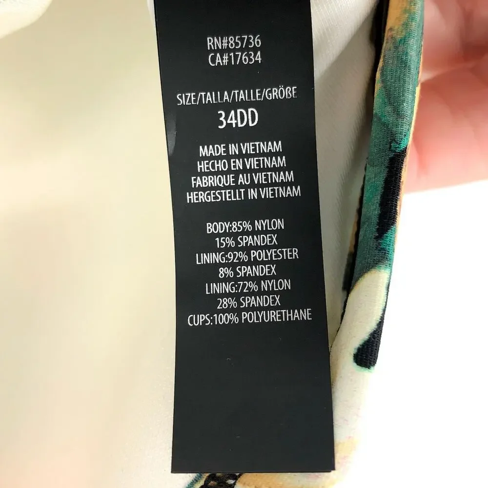 COCO REEF Enrapture One Piece 34DD Green Passion Flower Bra Sized Underwire NWT - Picture 12 of 13